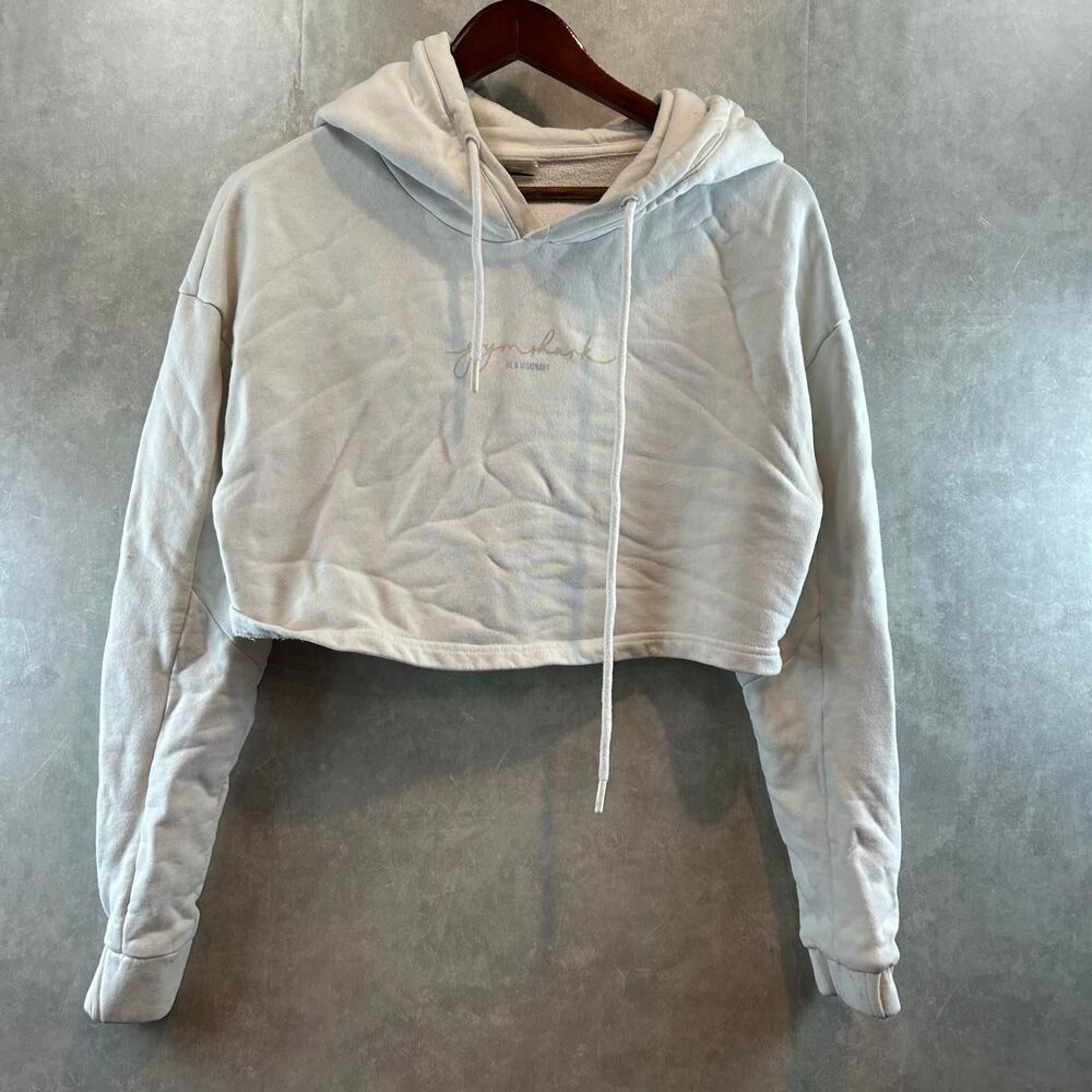 Gymshark Women's White and Cream Hoodie